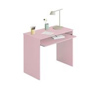 Habitdesign Mesa de Ordenador con Bandeja extraíble, Mesa Escritorio Juvenil, Modelo I-Joy, Color Rosa Nube, Medidas: 90 cm (Ancho) x 54 cm (Fondo) x 79 cm (Alto)