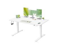 Escritorio ajustable 140 x 80 cm con recordatorio y carga integrada Blanco Mate