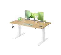 VASAGLE Escritorio Ajustable en Altura, 140 x 80 cm, Puerto USB-C, Estante para Regleta Eléctrica, Recordatorio de Sedentarismo, 3 Botones de Memoria, para Oficina, Roble Dorado LSD144YA02