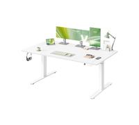VASAGLE Escritorio Ajustable en Altura, 160 x 80 cm, Puerto USB-C, Estante para Regleta Eléctrica, Recordatorio de Sedentarismo, 3 Botones de Memoria, para Oficina, Blanco Mate LSD146WZ02