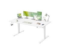 VASAGLE Escritorio Ajustable en Altura, 180 x 80 cm, Puerto USB-C, Estante para Regleta Eléctrica, Recordatorio de Sedentarismo, 3 Botones de Memoria, para Oficina, Blanco Mate LSD148WZ02
