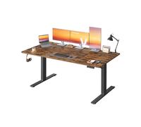 VASAGLE Escritorio Ajustable en Altura, 180 x 80 cm, Puerto USB-C, Estante para Regleta Eléctrica, Recordatorio de Sedentarismo, 3 Botones de Memoria, para Oficina, Marrón Rústico LSD148KD02