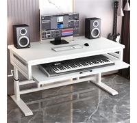 Escritorio ajustable para computadora de oficina con gestión de cables y bandeja para teclado, ideal para banco de trabajo, piano electrónico y estudio de producción musical
