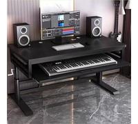 Escritorio ajustable para computadora de oficina con gestión de cables y bandeja para teclado, ideal para banco de trabajo, piano electrónico y estudio de producción musical