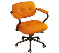 Escritorio ajustable para oficina en casa, pequeño escritorio tapizado para estudio y juegos, cómoda estación de trabajo para computadora, ideal para estudiantes y oficina en casa (naranja y negro)