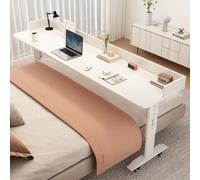 Escritorio ajustable sobre la cama con ruedas, mesa de cama móvil para laptop y estudio, panel de madera maciza, mesa de escritorio de computadora ajustable para cama