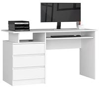 Escritorio AKORD CLP Blanco 135 cm 3 cajones frente en color Blanco 2 estantes 135x60x77 cm
