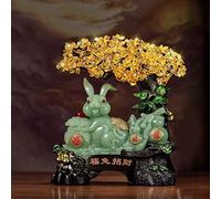 Escritorio Árbol de dinero cristal citrino, figuras la suerte conejo, decoración del hogar, regalos for riqueza, energía positiva, escultura Feng Shui árbol vida, escritorio Decoración