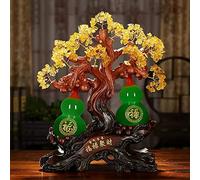 Escritorio Árbol de la fortuna cristal, árbol del dinero calabaza, decoración Feng Shui for fiesta en casa, oficina y bricolaje Decoración(Medio)