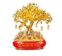 Escritorio Árbol de la vida cristal, árbol fortuna citrino, suerte, los chakras, adorno del dinero que atrae, decoración Feng Shui, regalo espiritual Decoración(Red)