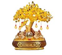 Escritorio Árbol de la vida cristal, árbol fortuna citrino, suerte, los chakras, adorno del dinero que atrae, decoración Feng Shui, regalo espiritual Decoración(Bruin)