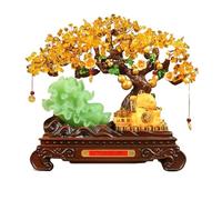 Escritorio Árbol de la vida cristal: árbol piedras preciosas hecho a mano, Feng Shui, decoración cristal, artificial, regalo espiritual, dinero Bonsai - Figura gato fortuna Decoración(Grande)