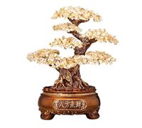 Escritorio Árbol de piedras preciosas Feng Shui Bonsái Buena suerte Cristales Reiki Adorno equilibrio Escultura Riqueza Prosperidad Decoración mesa for habitación Decoración(Beige)