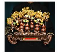 Escritorio Árbol del dinero for interiores, árbol de cristal, adornos calabaza la suerte, fortuna citrino, obra arte hecha a mano, decoración estilo bonsái for y riqueza Decoración