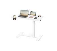 VASAGLE Escritorio con Ruedas, Mesa Auxiliar, Tablero de 80 x 45 cm, Altura Ajustable, 2 Portavasos, Ranura para Teléfono Móvil o Tableta, Blanco Nube LSD601W01