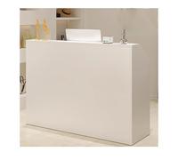 Escritorio blanco moderno con cajón con cerradura, mostrador de recepción de oficina, muebles elegantes para tienda y hotel, estación de trabajo elegante de 120 cm