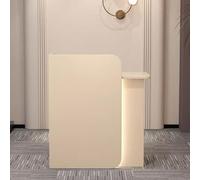 Escritorio blanco moderno con cajones con cerradura y elegante frente de madera, ideal para oficina, salón, venta al por menor, hotel, uso doméstico (beige, 100 x 45 x 100 cm)