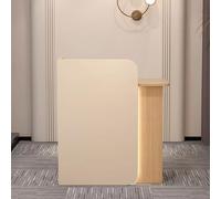 Escritorio blanco moderno con cajones con cerradura y luz elegante frontal de madera, ideal para oficina, salón, vestíbulo, hotel, hogar (beige y amarillo, 60 x 45 cm)