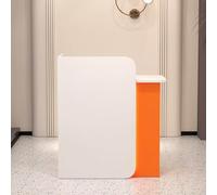 Escritorio blanco moderno con cajones con cerradura y luz, elegante mueble de oficina de madera para el hogar, al por menor, hotel, entrada, 60 x 45 x 100 cm, blanco y gris