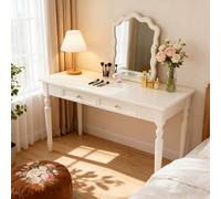 Escritorio blanco rústico francés de 39.4 pulgadas, muebles de oficina rústico y elegante, fácil de montar, elegante y funcional SXC-D776 (M)