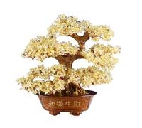 Escritorio Bonsái de árbol cristal for la armonía y prosperidad: adorno equilibrante for el hogar según Feng Shui Decoración(Beige)