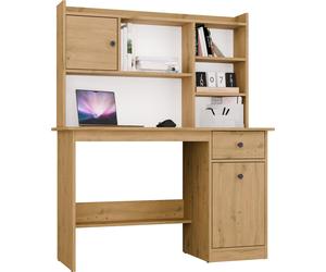 Escritorio CHESTER con estante superior Roble Artesanal 1 Cajón Gabinete Estante para Habitación