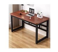 Escritorio compacto para computadora, mesa de trabajo de diseño industrial con marco de metal y barra transversal reforzada para mayor estabilidad, perfecto para oficina en casa y estudio