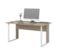 Miroytengo Escritorio con 2 Estanterías Bajas, Pack Muebles de Oficina Veltis, Melamina Blanco y Roble Japonés