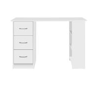 Escritorio con 3 cajones jobbi, mesa de ordenador 3 estantes blanco mate 115x75x49 cm