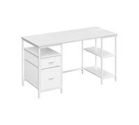 Escritorio con 3 Estantes 60 x 140 x 76 cm Industrial Blanco Arce y Blanco Nube