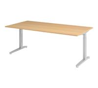 Escritorio con armazón de patas en C de altura regulable entre 650 - 850 mm, anchura 2000 mm