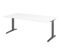 Escritorio con armazón de patas en C de altura regulable entre 650 - 850 mm, anchura 2000 mm