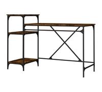 Escritorio con estantería de roble ahumado y hierro, espacio de trabajo en la oficina grande, escritorio estable con espacio de almacenamiento, estructura de madera y metal, perfecto para oficina en