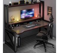 Escritorio con Estantes, Escritorio Gaming for PC, Estación de Trabajo Grande for Estudiar, Escribir, Documentos, Papelería y Plantas