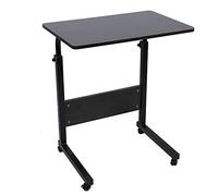 Escritorio con Soporte para Computadora Portátil de Altura Ajustable con Rodillo, Soporte de Acero Al Carbono Duradero, Mesa de Lectura Lateral de Cama 45 X 40 Cm (Nogal Negro)