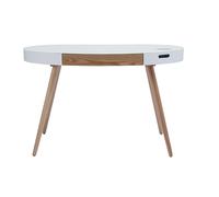 Escritorio conectado multimedia vidrio blanco y madera clara L120 cm HANDY