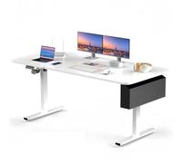Escritorio de altura ajustable 160 x 80 cm, mesa eléctrica para juegos con barra de luz, USB, bolsillo y gancho, función de memoria 2, escritorio eléctrico ergonómico para oficina en casa, oficina de