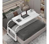 Escritorio de altura ajustable sobre la cama de 115 a 210 cm, estación de trabajo de pie con ruedas, mesa médica rodante para el hogar y el hospital, escritorio para computadora y bandeja de alimentos