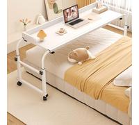 Escritorio de cama ajustable con ruedas, mesa rodante para laptop para sofá y diván, bandeja grande con ajuste de altura para un uso cómodo