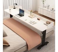 Escritorio de cama sobre la mesa de cama con ruedas, bandeja de mesa para comer y laptop, altura ajustable, panel de madera maciza, escritorios para adultos