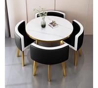 Escritorio de capacitación Mesa Redonda de Comedor y Cocina con 4 sillas Juego de Muebles de 5 Piezas para Comedor Mesa Redonda de conferencias con Barra de Desayuno 31.5x29.5in Juego de Mes
