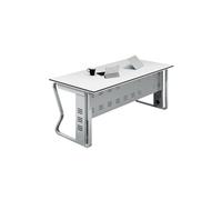 Escritorio de computadora Escritorio Boss for muebles de oficina: escritorio individual espacioso con una superficie grande blanca y un amplio espacio inferior for el hogar o el trabajo(140cm)