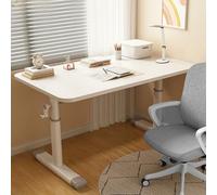 Escritorio de computadora pequeño blanco, escritorio de estilo simple moderno, botón giratorio altura ajustable 26.5-35.4 "mesa de pie, escritorio de trabajo para el hogar, apartamento pequeño,