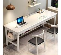 Escritorio de computadora Rectangular con Base de Madera Maciza - Sin Silla - Nórdico - Económico - Mesa de Estudio con cajones - Roble Blanco - 71" L x 21.5" W x 29.5" H