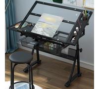 Escritorio de dibujo ajustable en altura, mesa versátil para manualidades con almacenamiento, escritorio grande para arte en casa, oficina, diseño ergonómico, ideal para artistas y diseñadores