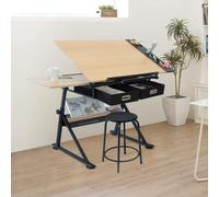 Escritorio de dibujo de altura ajustable, mesa de manualidades de arce con almacenamiento, escritorio de arte versátil para oficina en casa, diseño ergonómico para mayor comodidad y eficiencia