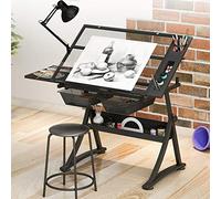 Escritorio de dibujo de altura ajustable, versátil mesa de manualidades con almacenamiento, ideal para oficina en casa, perfecto para artistas, artesanos y diseñadores