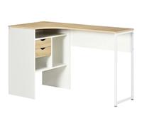 Escritorio de esquina en forma de L Homcom de 120 x 60 cm con 2 cajones y 3 compartimentos abiertos, mesa para ordenador para estudiar y trabajar, dormitorio y hogar, roble claro