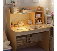 Escritorio de estudio multifuncional con jaula, estantería externa para tareas en casa, dormitorio, biblioteca y estación de trabajo para estudiantes, gabinete de madera natural para estudiantes de