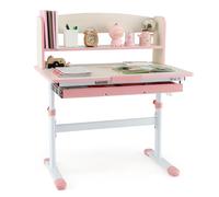 Escritorio de Estudio para Niños, Infantil Ajustable con Escritorio Inclinable, Escritorio Juvenil con Cajón de Almacenamiento y Regla de Báscula (Rosa)